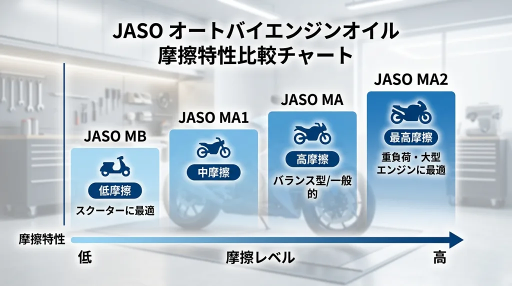 JASO規格MA/MA1/MA2/MBの比較マトリックス図