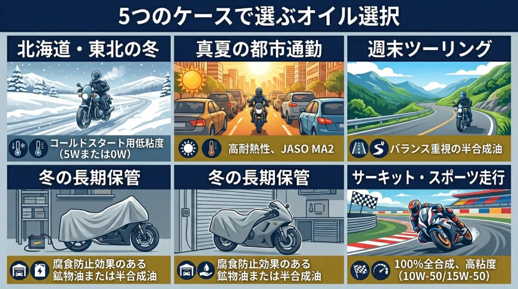 5つのケース別バイク用エンジンオイル選びガイド